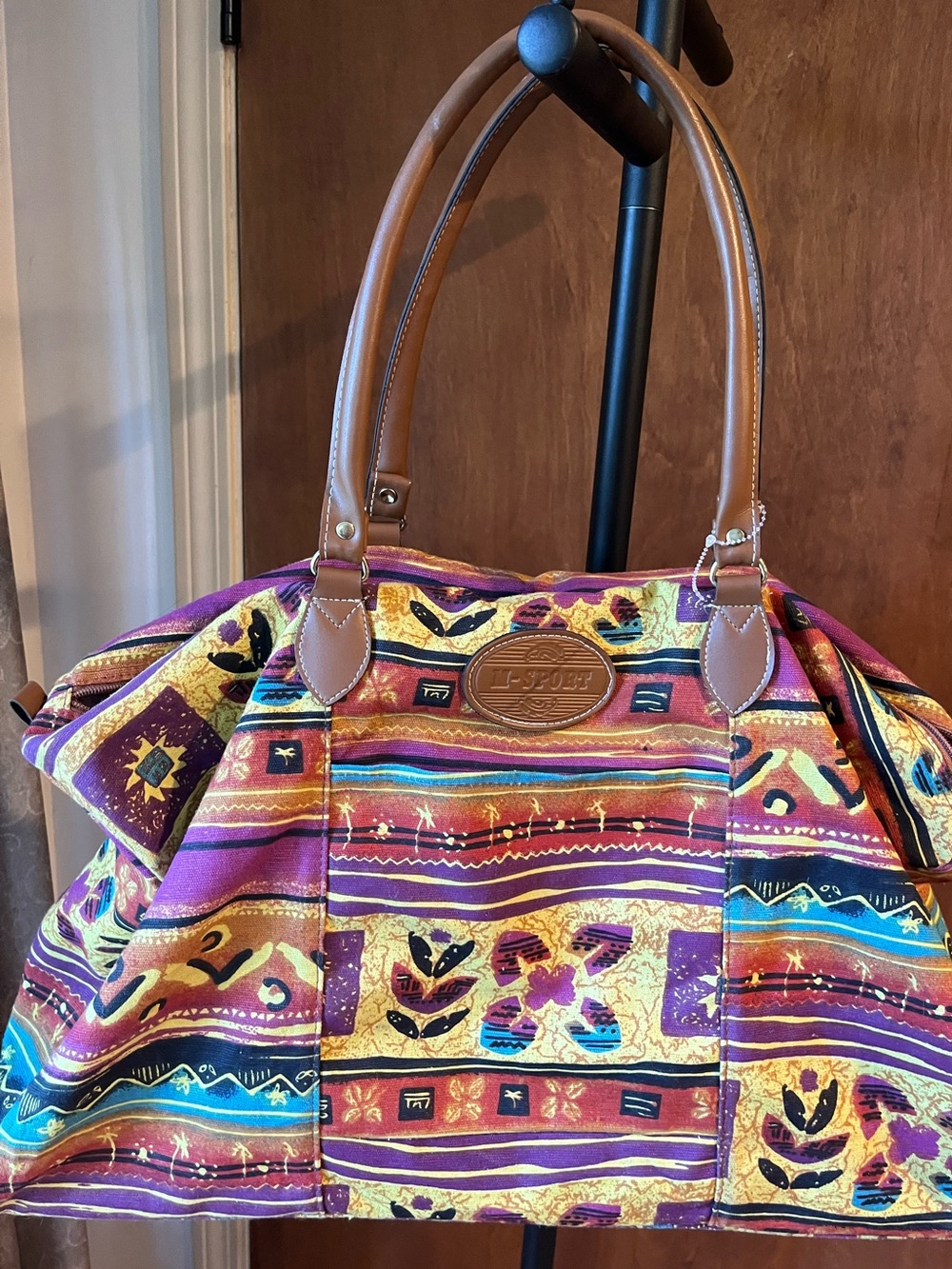 Multicolor Southwestern Travel Tote - Purple/Gold